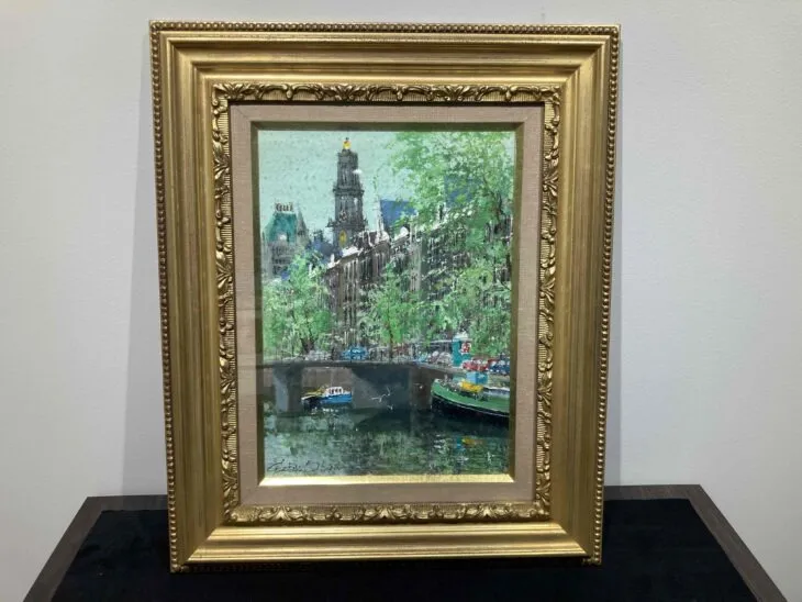 小田 切訓 作 『油彩 運河 絵画』